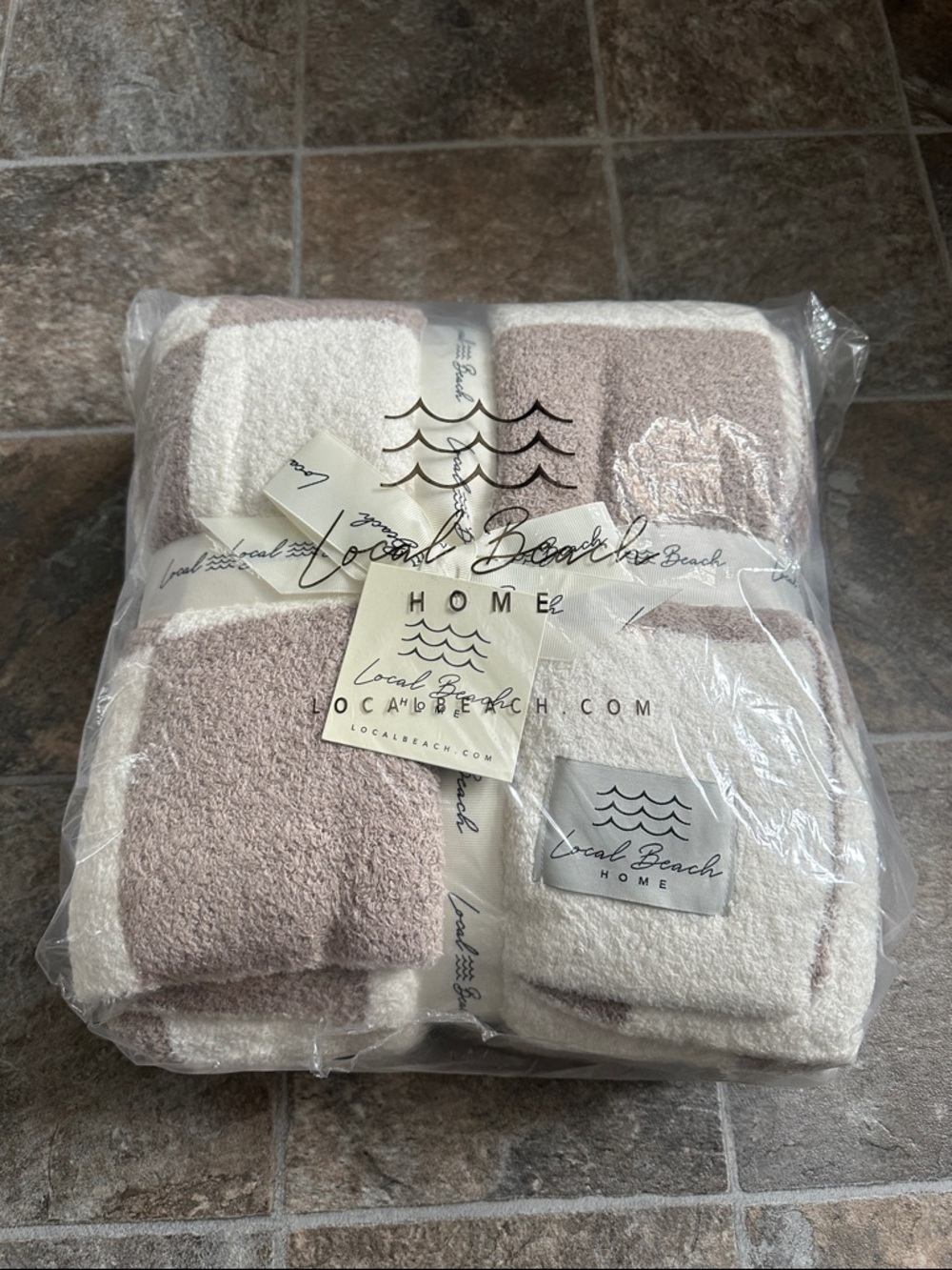 Taupe & Cream Plush blanket